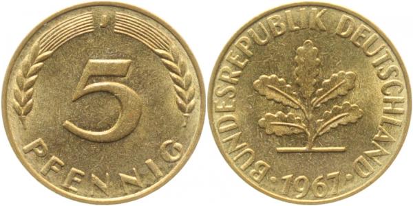5 Pfennig 1967 J bfr J382 bfr