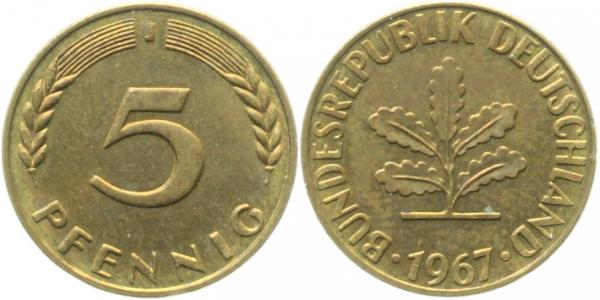 5 Pfennig 1967 J f bfr J382 f bfr 5 Pfennig