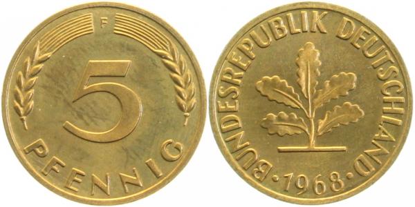 5 Pfennig BRD 1968 F PP J382