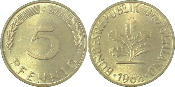 5 Pfennig 1968 G stgl J382