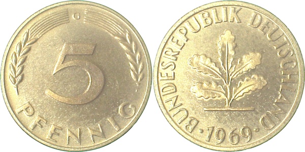 5 Pfennig 191969 G Pp J382 PP