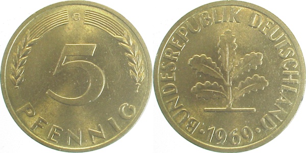 5 Pfennig 191969 G bfr/stgl J382