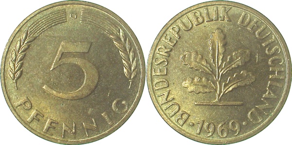 5 Pfennig 191969 G bfr J382 bfr