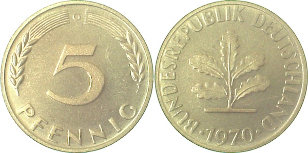 5 Pfennig 1970 G Pp J382 Pp 5 Pfennig