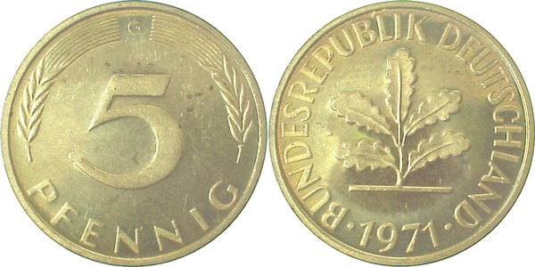 5 Pfennig 1971 G bfr/stgl