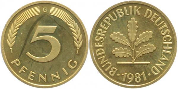 5 Pfennig 1981 G stgl J382 stgl 5 Pfennig