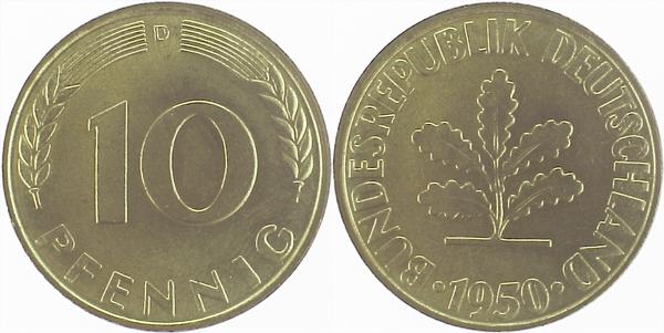 10 Pfennig 1950 D stgl J383 stgl 10 Pfennig
