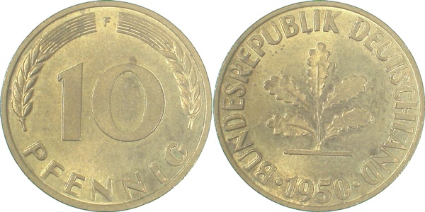 10 Pfennig 1950 F stgl Ea J383 stgl 10 Pfennig