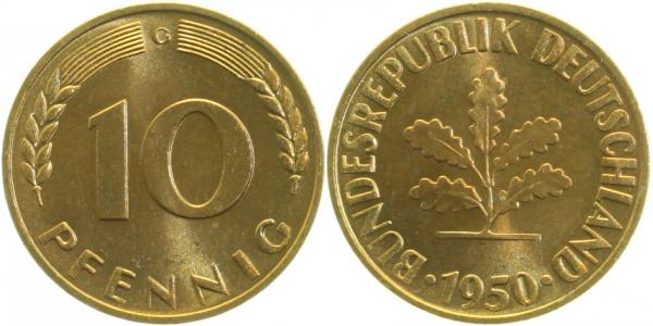 10 Pfennig 1950 G f stgl J383 stgl 10 Pfennig