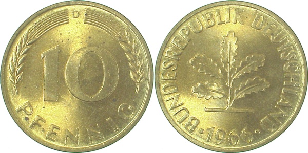 10 Pfennig 1966 D stgl J383