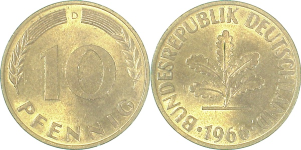 10 Pfennig 1966 D bfr/stgl J383