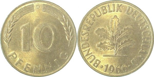 10 Pfennig 1966 D f bfr J383 f bfr 10 Pfennig