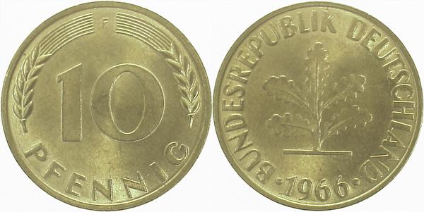 10 Pfennig 1966 F bfr/stgl J383 bfr / stgl 10 Pfennig