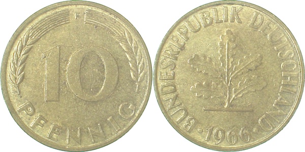 10 Pfennig 1966 F f prfr J383 f prfr 10 Pfennig