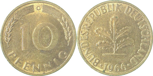 10 Pfennig 1966 G bfr J383 bfr 10 Pfennig
