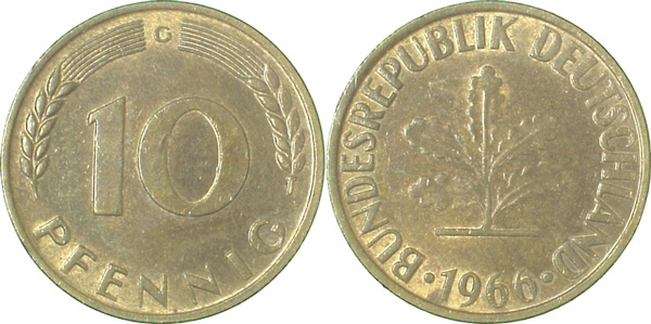 10 Pfennig 1966 G f bfr J383 f bfr 10 Pfennig
