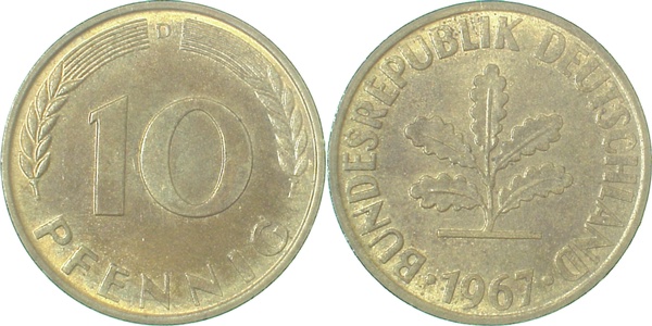 10 Pfennig 1967 D f.bfr J383