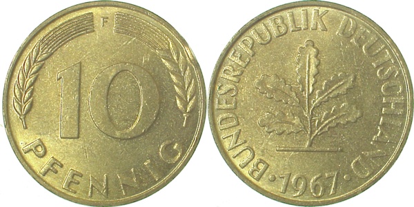 10 Pfennig 1967 F bfr J383 bfr 10 Pfennig