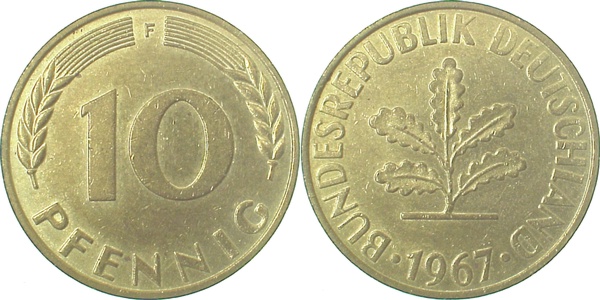 10 Pfennig 1967 F f.bfr