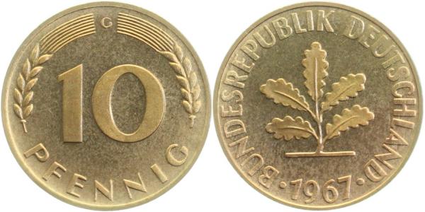 10 Pfennig 1967 G Pp J383 Pp 10 Pfennig