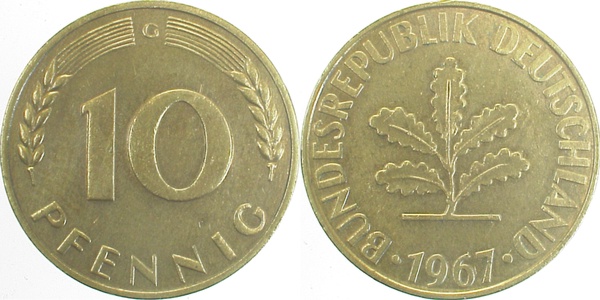 10 Pfennig 1967 G vz J383