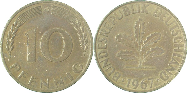10 Pfennig 1967 G vz- J383 vz- 10 Pfennig