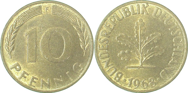 10 Pfennig 1968 F bfr J383 bfr 10 Pfennig