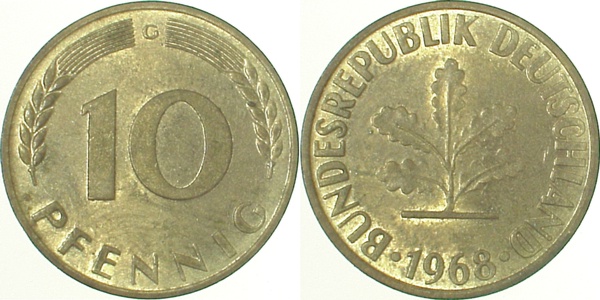 10 Pfennig 1968 G bfr J383 bfr 10 Pfennig