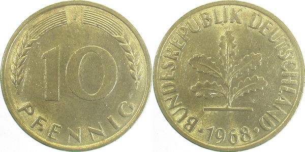 10 Pfennig 1968 J f bfr J383 f bfr 10 Pfennig