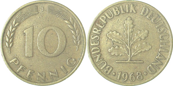 10 Pfennig 1968 J ss J383 ss 10 Pfennig