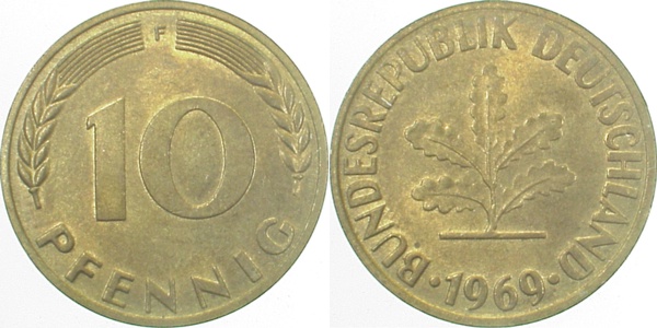 10 Pfennig 1969 F stgl J383 stgl 10 Pfennig