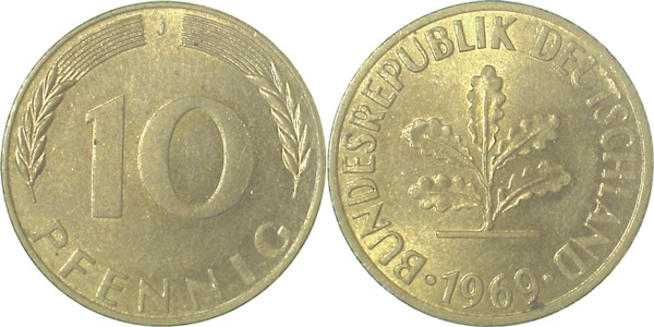 10 Pfennig 1969 J bfr J383 bfr 10 Pfennig