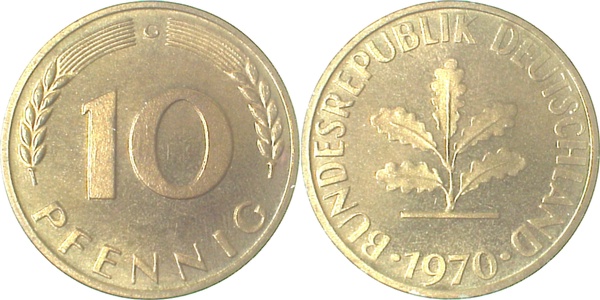 10 Pfennig 1970 G Pp J383 Pp 10 Pfennig
