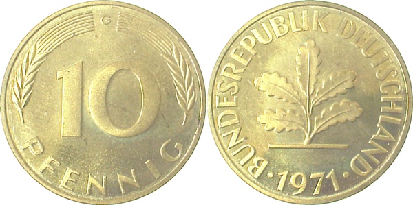 10 Pfennig 1971 G Pp J383 Pp 10 Pfennig