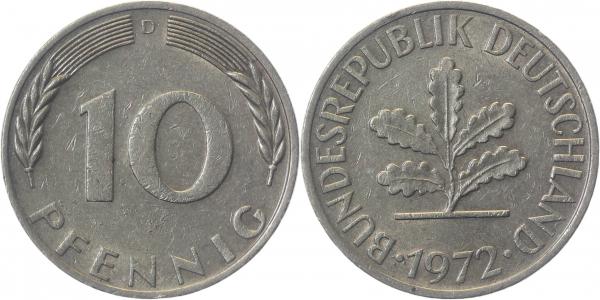 10 Pfennig 1972 D | Variante | dicke Körner ss Ngb.33.1