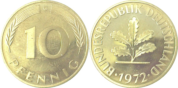 10 Pfennig 1972 G Pp J383 Pp 10 Pfennig