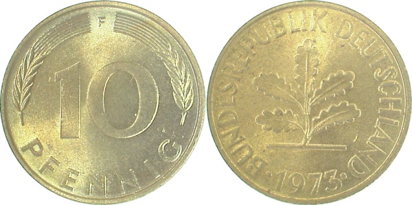 10 Pfennig 1973 F stgl J383 stgl 10 Pfennig