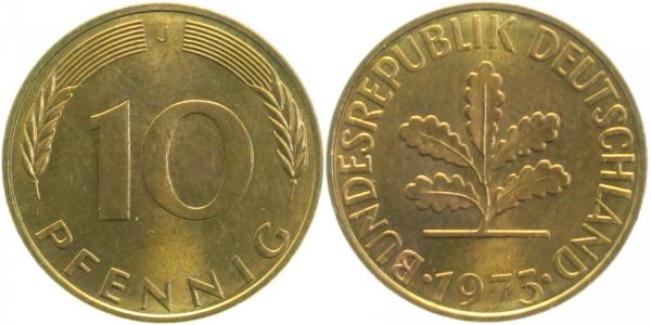 10 Pfennig 1973 J bfr/stgl J383 bfr / stgl 10 Pfennig