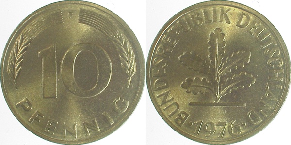 10 Pfennig 1976 F bfr/st 50kv1 AN!!