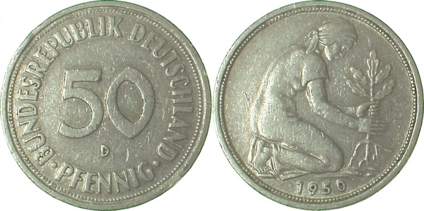 50 Pfennig 1950 D | Variante | EPA NEU J384