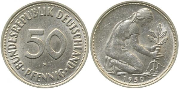 50 Pfennig 1950 F f bfr J384 f bfr 50 Pfennig