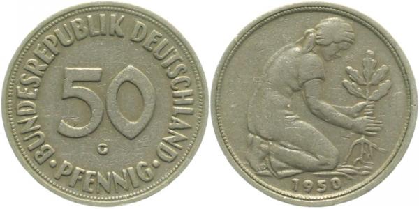 50 Pfennig 1950 G Neugeb 8v2 J384 50 Pfennig