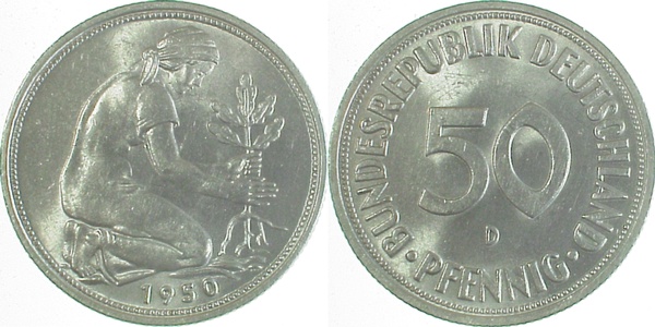 50 Pfennig 1950 J bfr J384 bfr