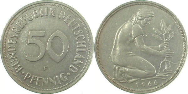 50 Pfennig 1966 F f bfr J384 f bfr 50 Pfennig