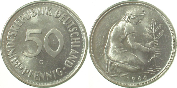 50 Pfennig 1966 G stgl J384 stgl 50 Pfennig