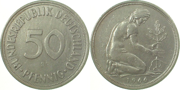50 Pfennig 1966 J vz J384 vz 50 Pfennig