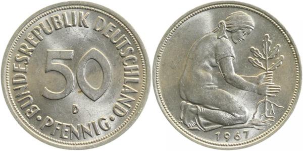 50 Pfennig 1967 D bfr J384 bfr 50 Pfennig
