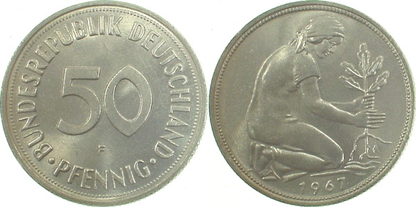 50 Pfennig 1967 F stgl J384 stgl 50 Pfennig