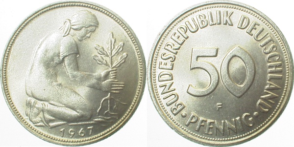 50 Pfennig 1967 F bfr J384 bfr 50 Pfennig