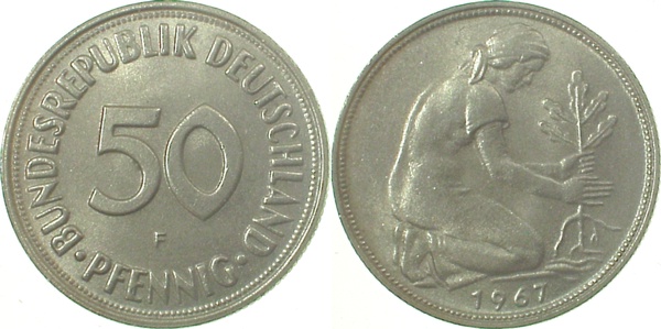 50 Pfennig 1967 F f bfr J384 f bfr 50 Pfennig